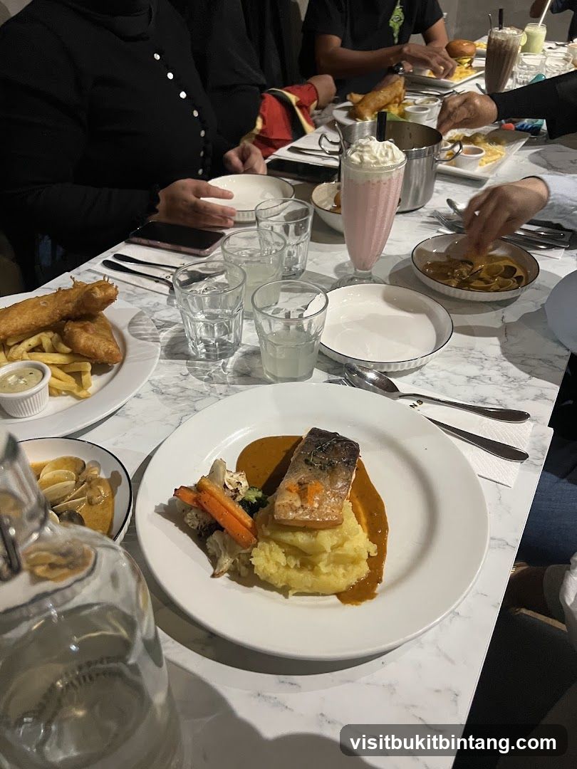 Diners Enjoying Meals at a Table