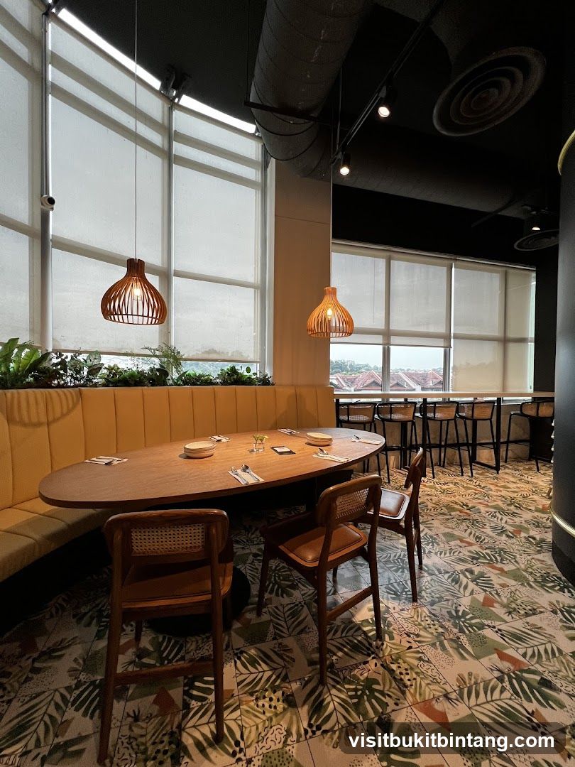 Restaurant Interior with Tropical-Themed Floor