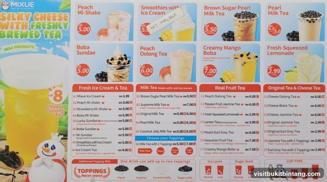 Mixue Menu
