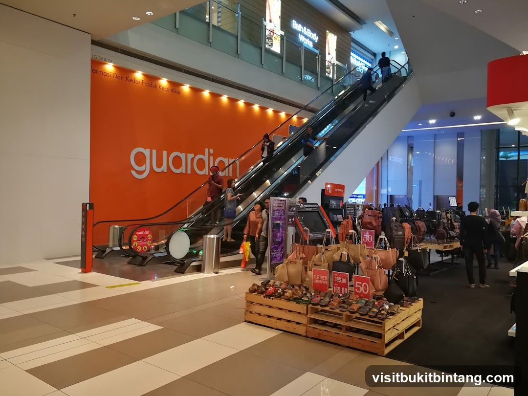 Mall Interior with Escalator and Retail Displays