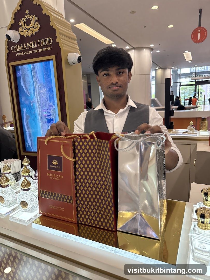 Sales Associate with Perfume Bags