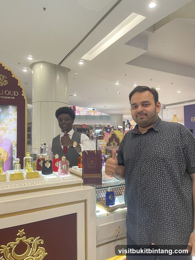 Perfume display with customers