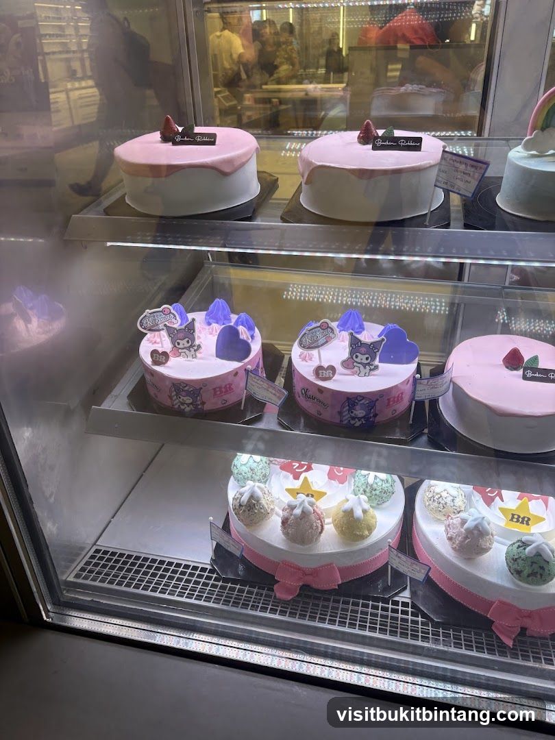 Cakes in a Display Case