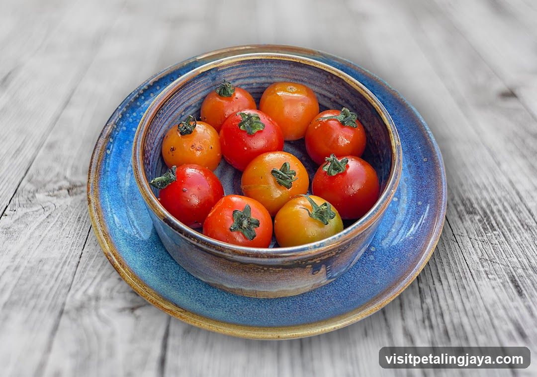 Cherry Tomatoes in Blue Bowl