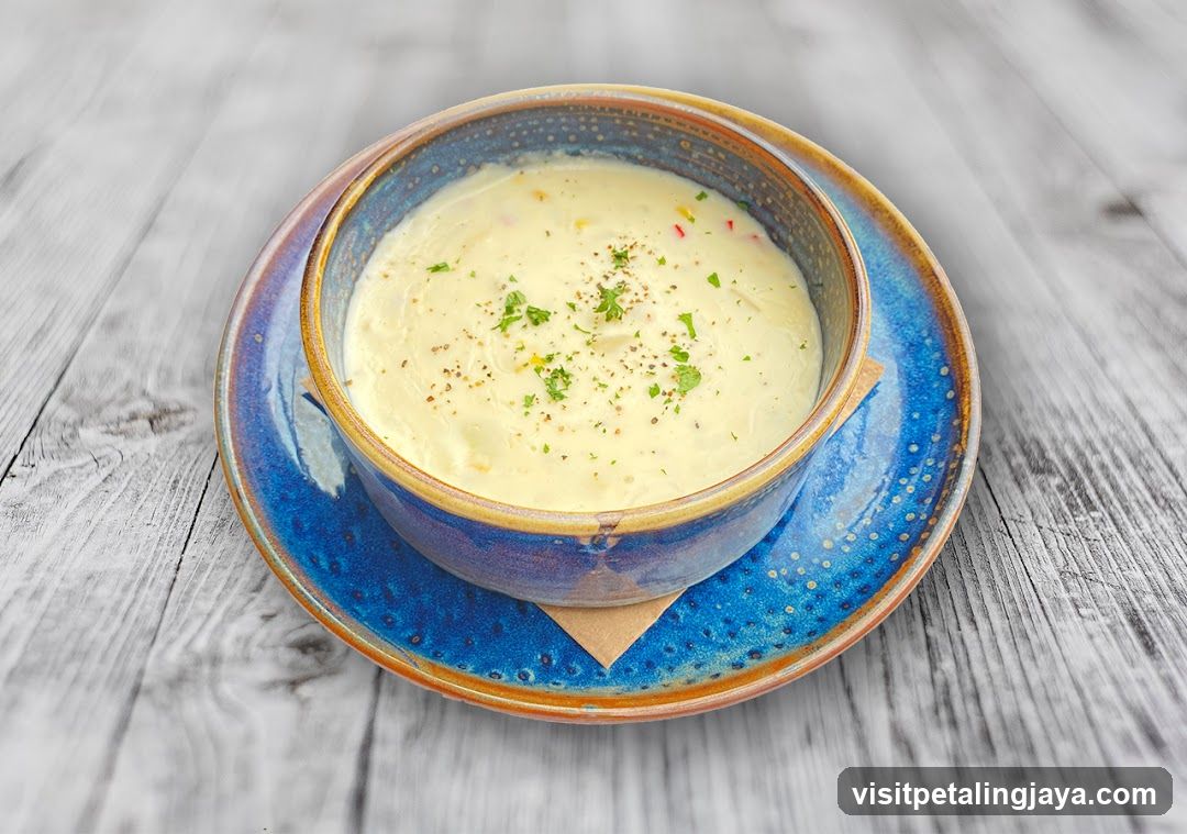 Creamy Soup in Blue Bowl