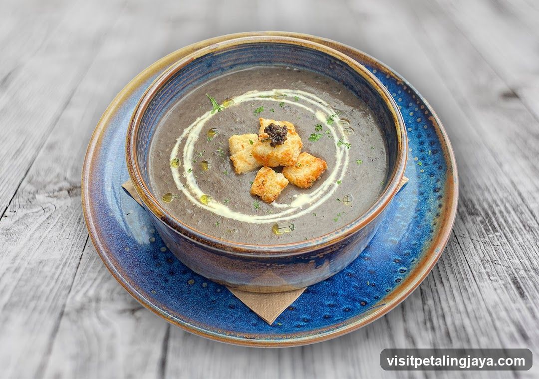 Soup with Croutons and Cream Swirl