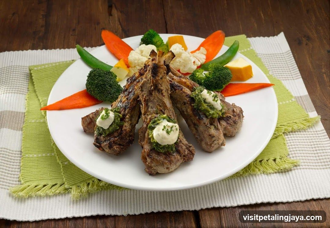 Grilled Lamb Chops with Herb Butter and Steamed Vegetables