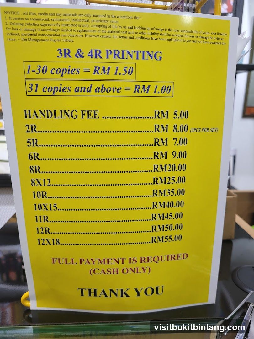 Printing Price List