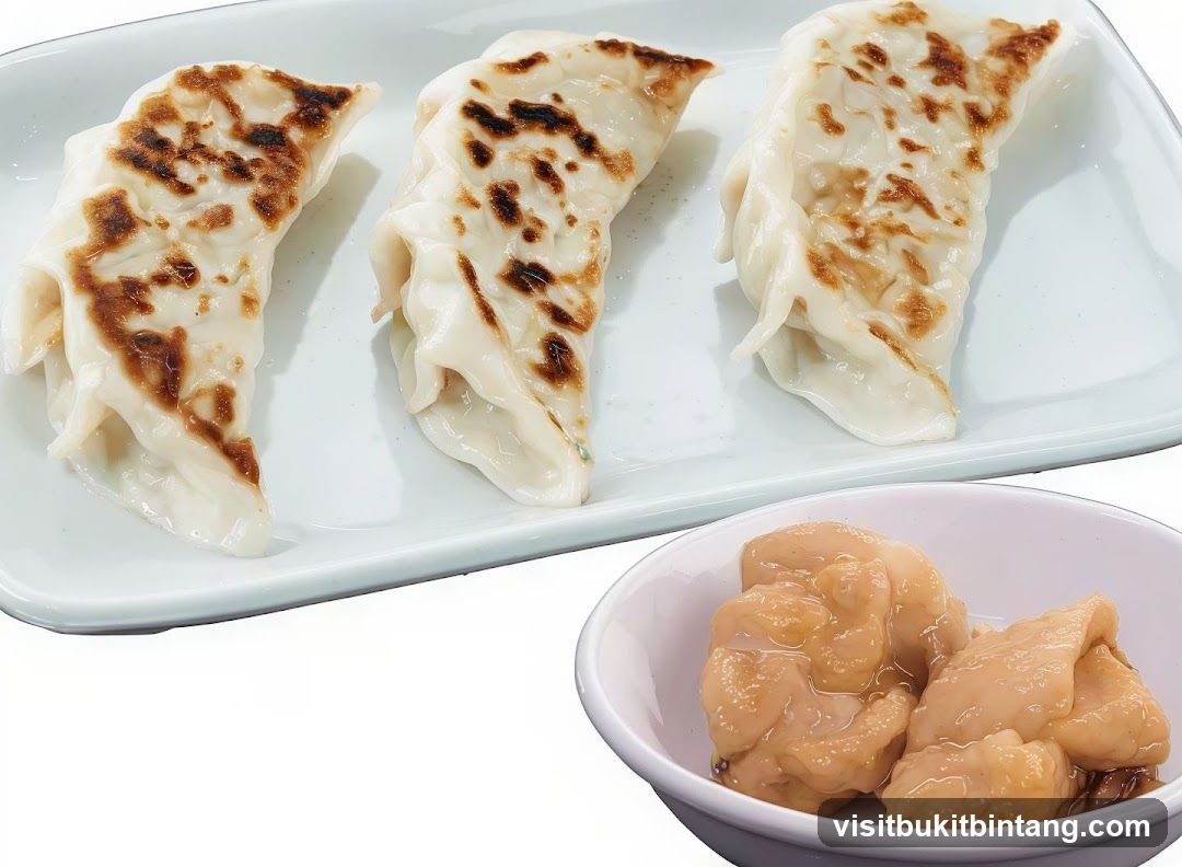 Pan-fried dumplings and side dish