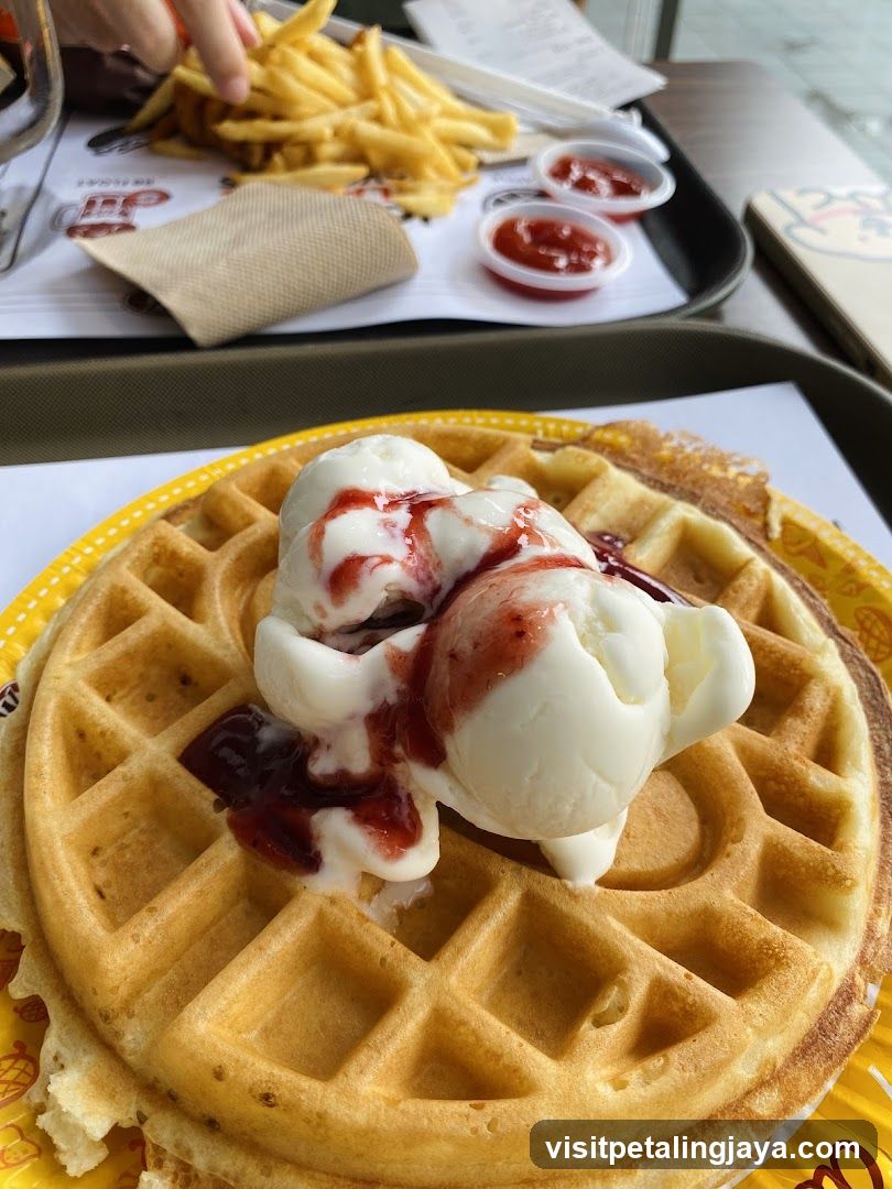 Waffle with Ice Cream and Fries