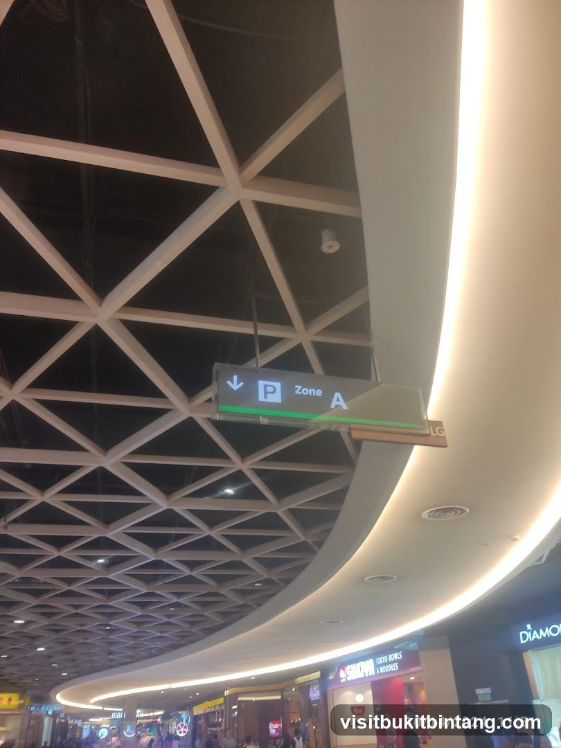 Indoor mall ceiling with directional signage