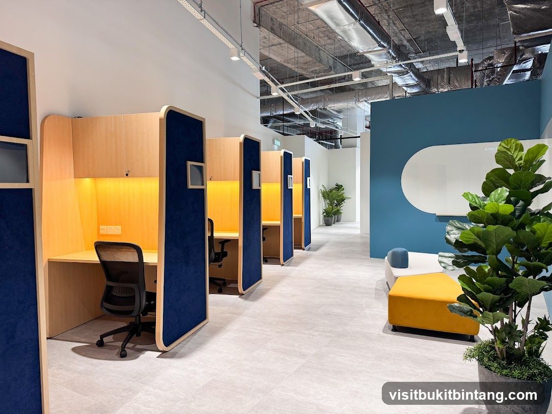 Modern Co-working Space with Study Pods and Lounge Area