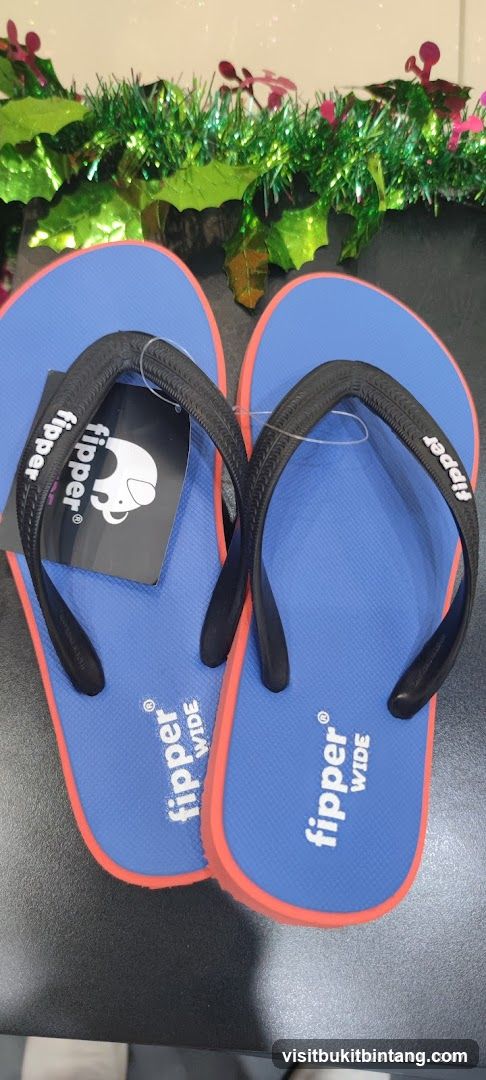 Blue Flip-flops with Orange Trim
