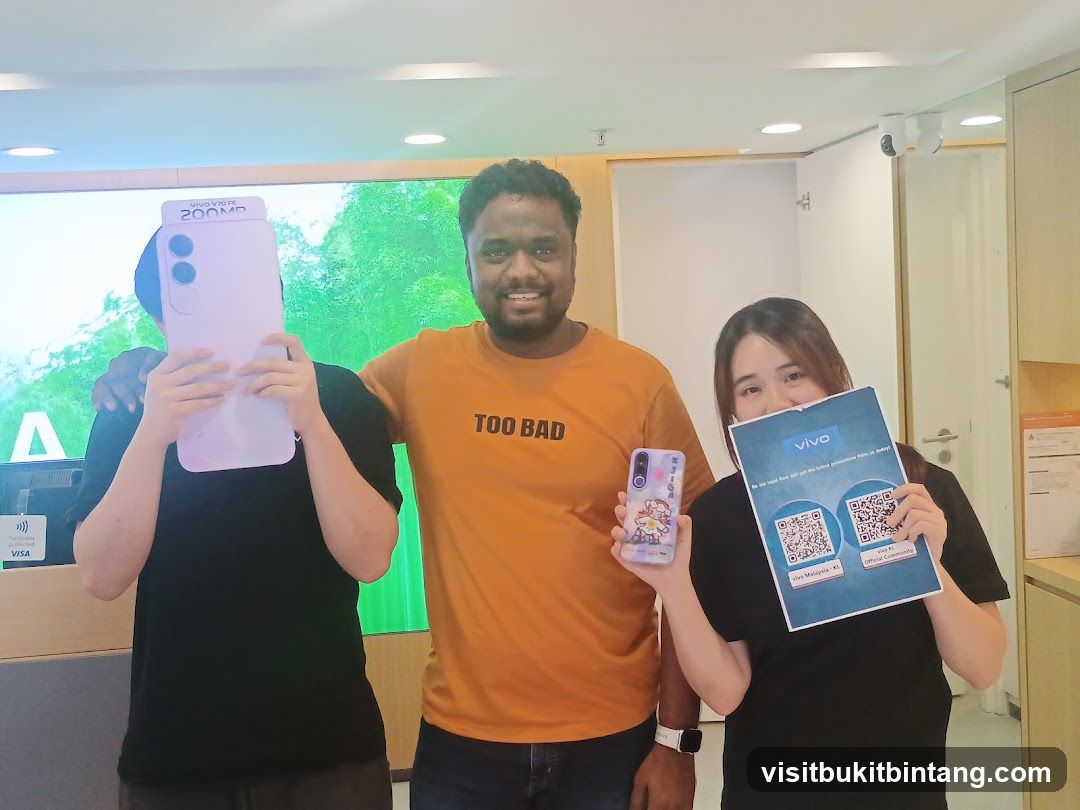 People holding promotional items