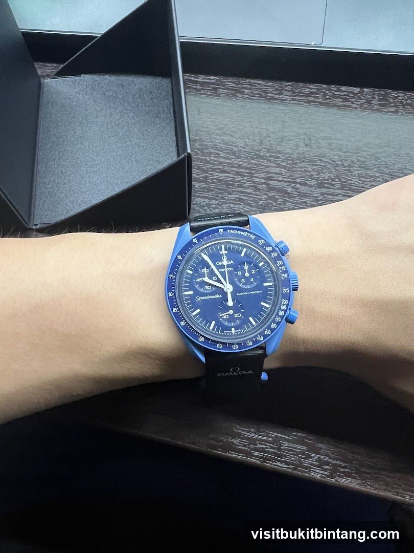 Blue Omega Speedmaster Watch
