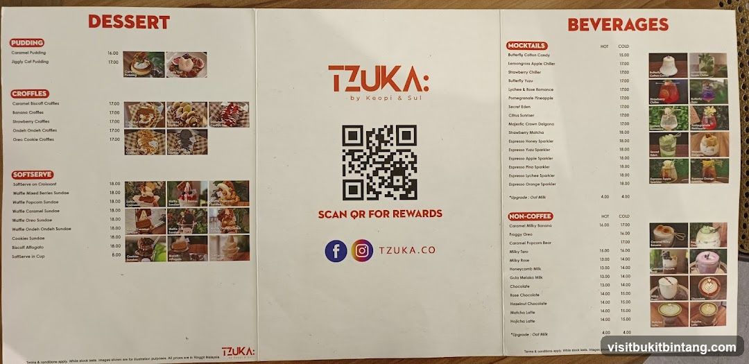 Dessert and Beverages Menu