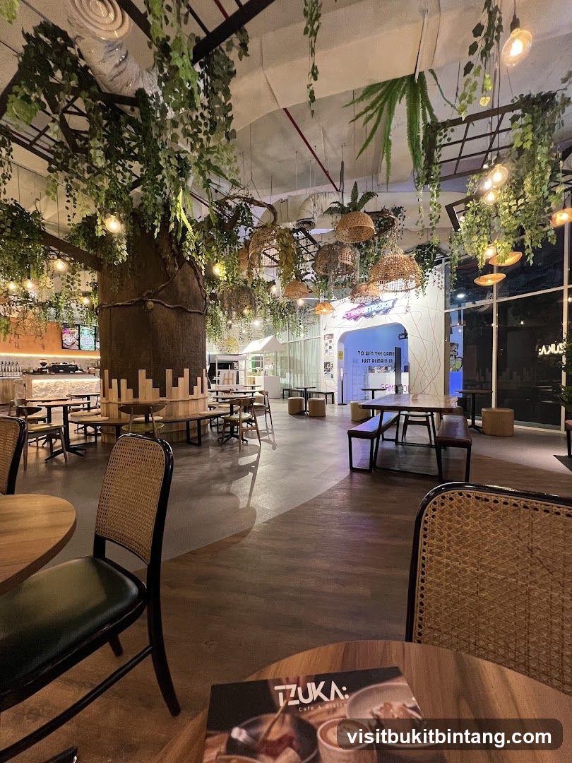 Cafe Interior with Lush Greenery
