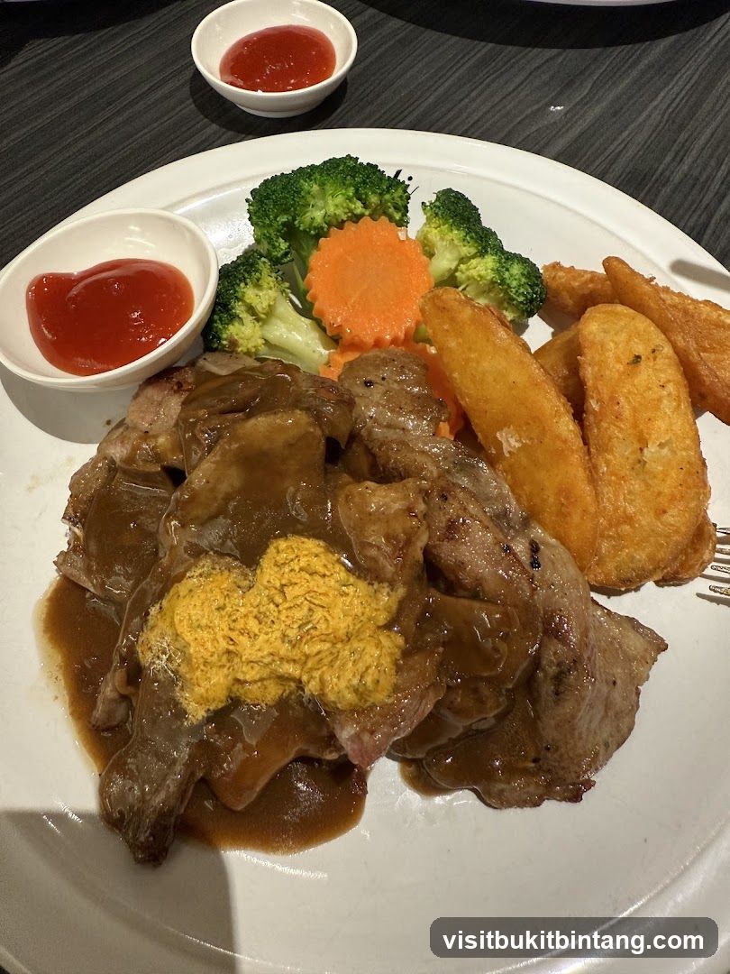 Steak with Fries and Vegetables