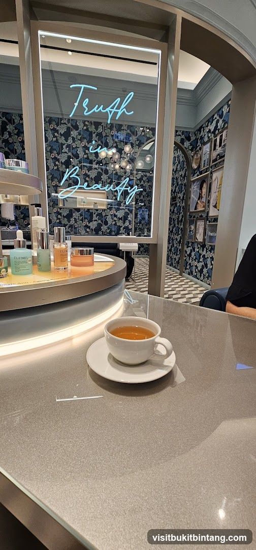 Skincare display with tea