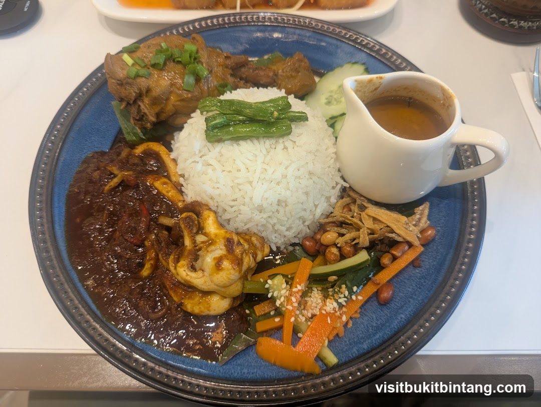 Nasi Lemak with Chicken and Squid