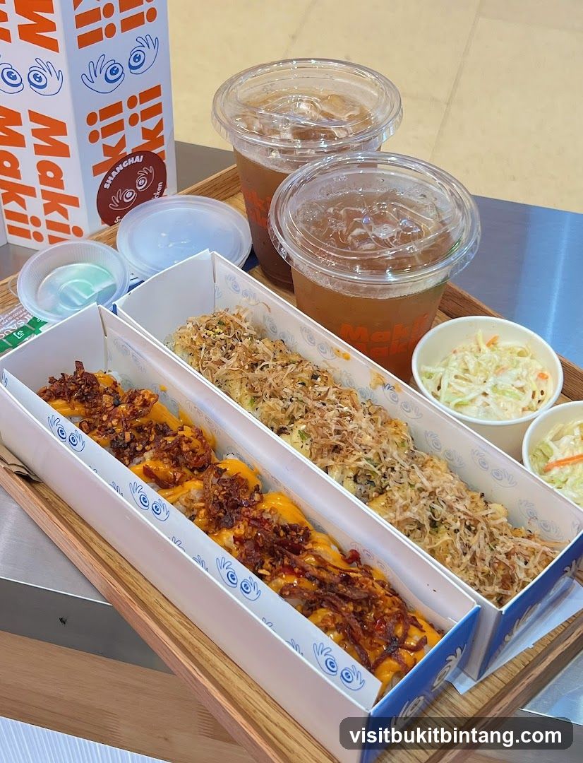 Sushi Rolls and Drinks