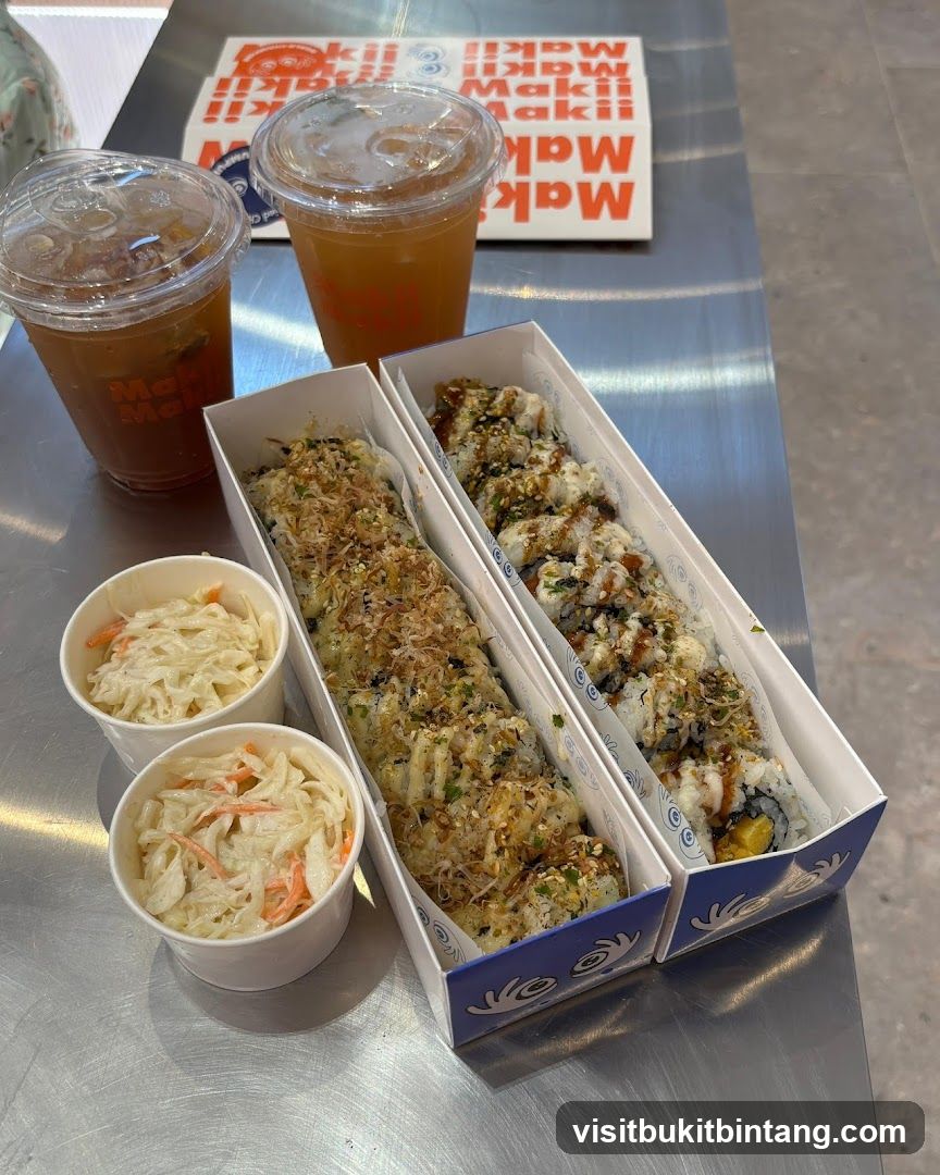 Sushi Rolls and Drinks