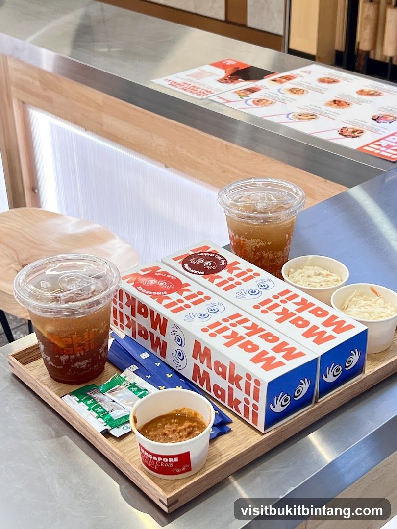 Food Tray with Drinks and Maki Boxes