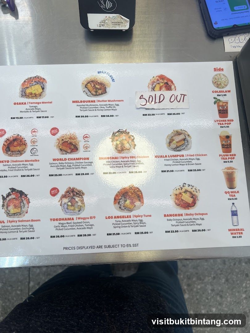 Sushi Menu