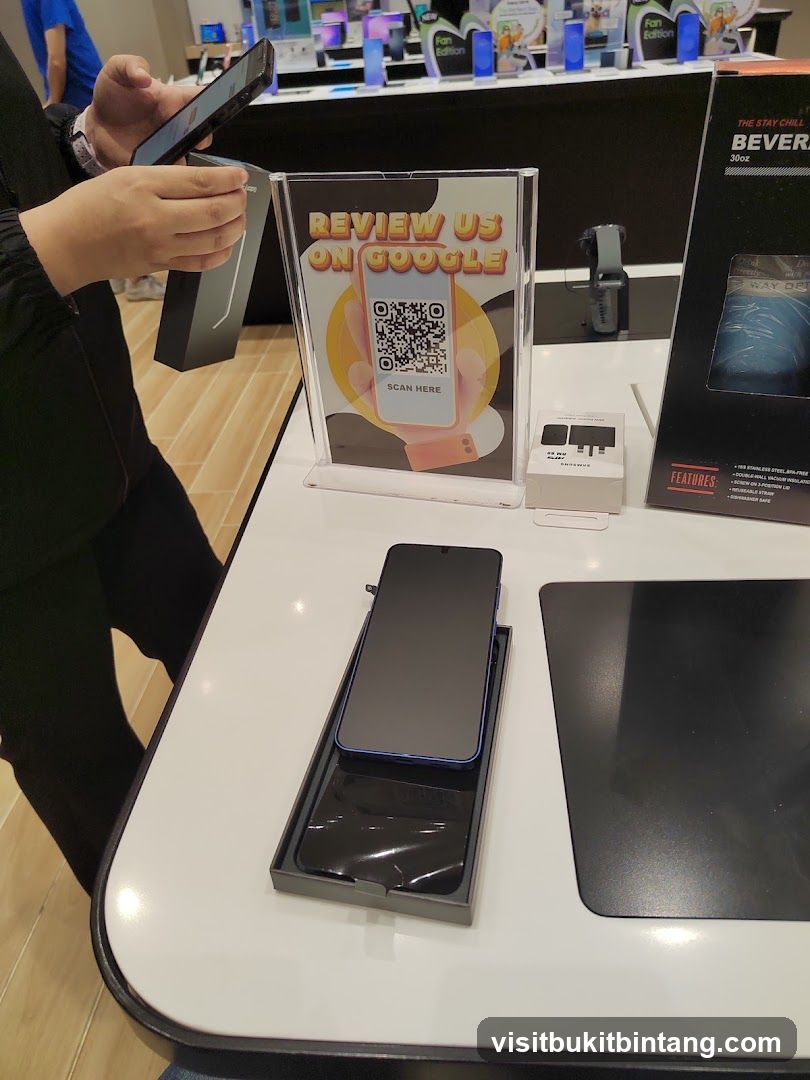 Product Display with Review Sign