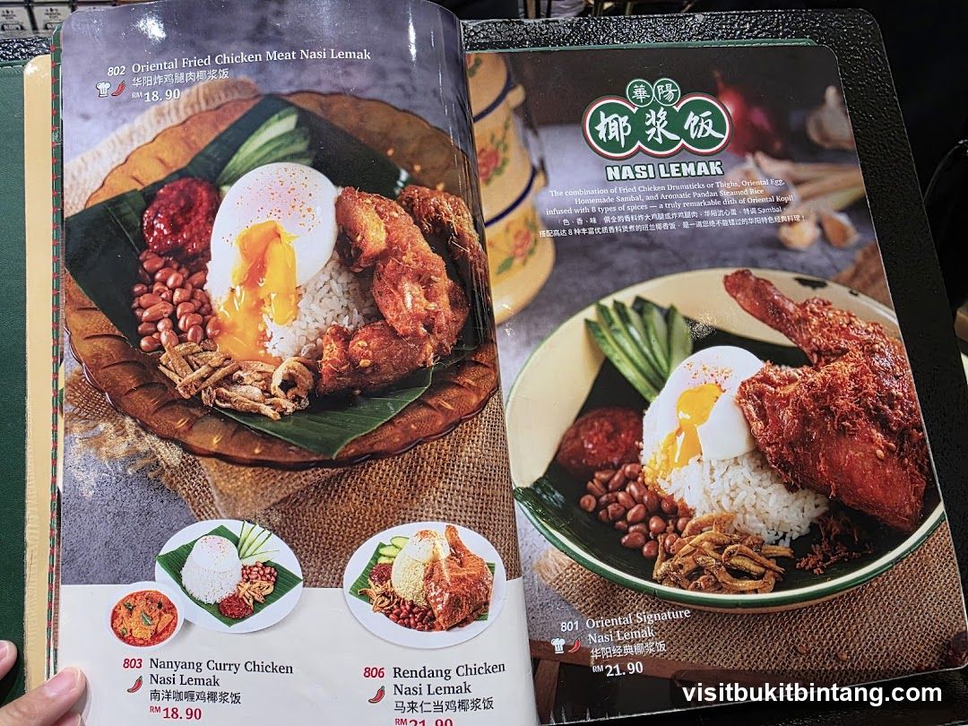 Nasi Lemak Menu