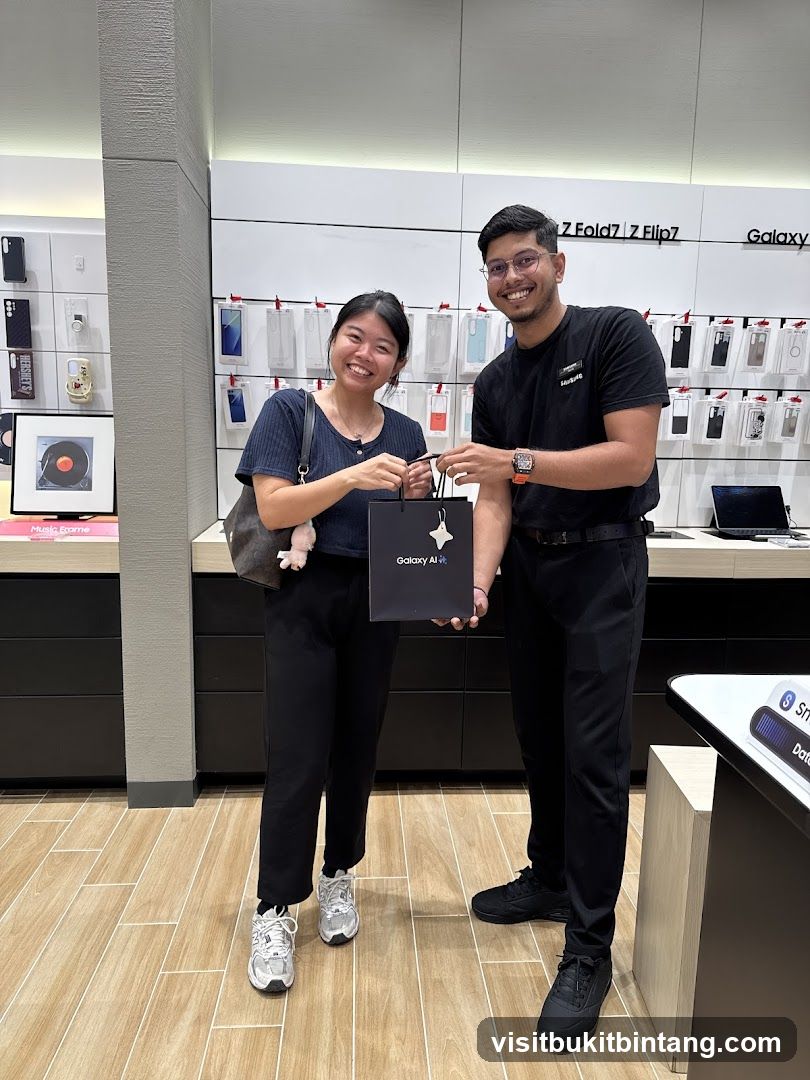 Customer receiving a gift bag