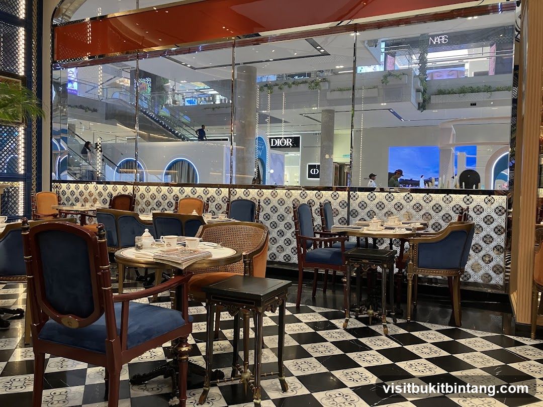 Elegant Cafe Interior with Ornate Seating