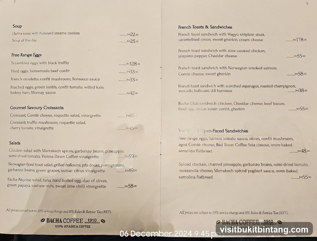 Bacha Coffee Menu