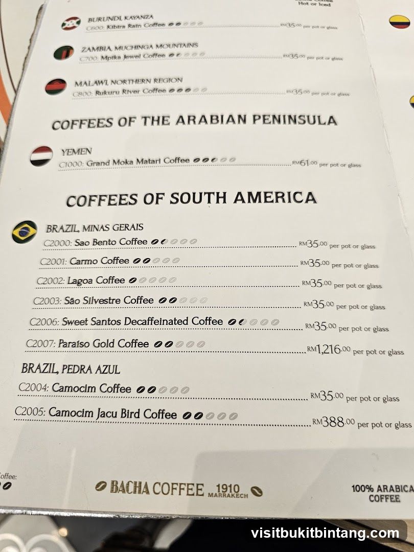 Bacha Coffee Menu