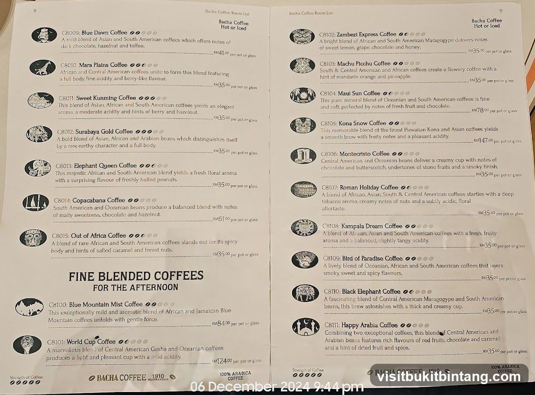Bacha Coffee Room List