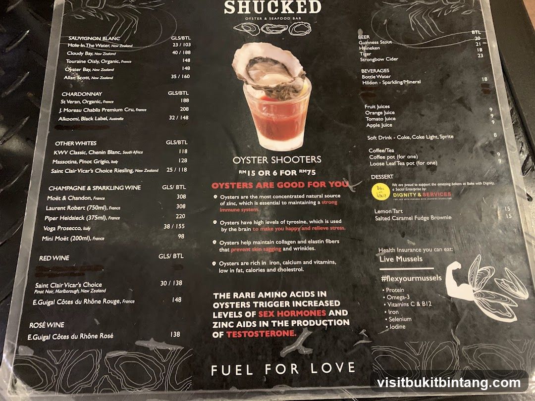 Shucked Oyster & Seafood Bar Menu