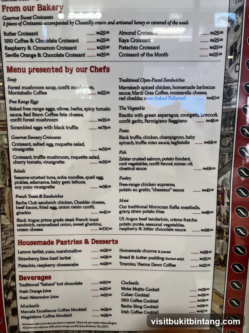 Menu presented by our Chefs