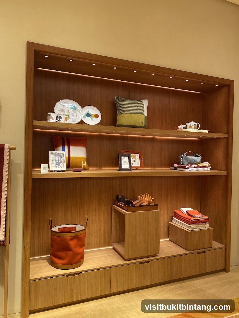 Display shelves with home goods
