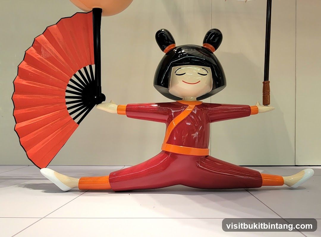 Statue of a Girl with Fan and Umbrella