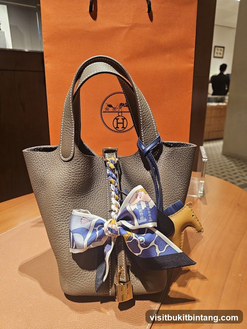 Hermes Handbag with Scarf and Charm