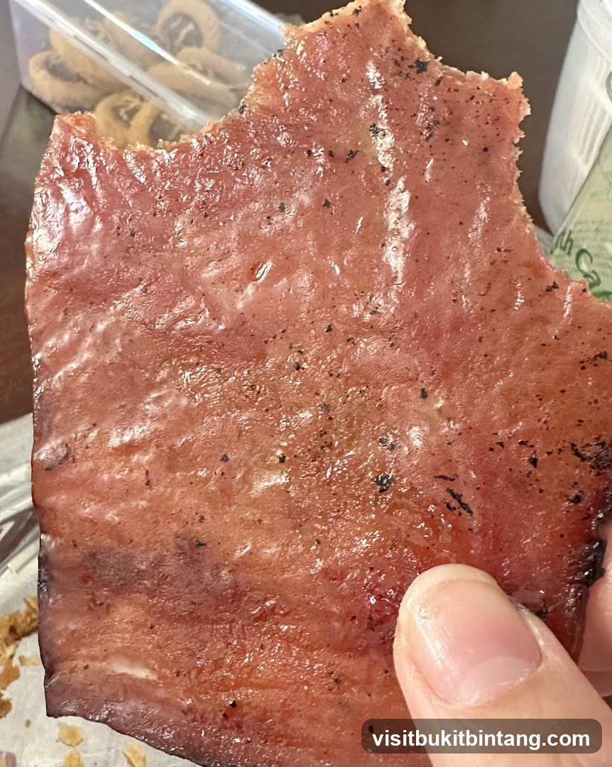 Close-up of a piece of jerky