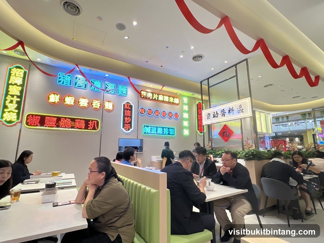Restaurant Interior with Neon Signs