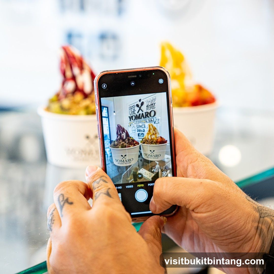 Taking a photo of frozen yogurt