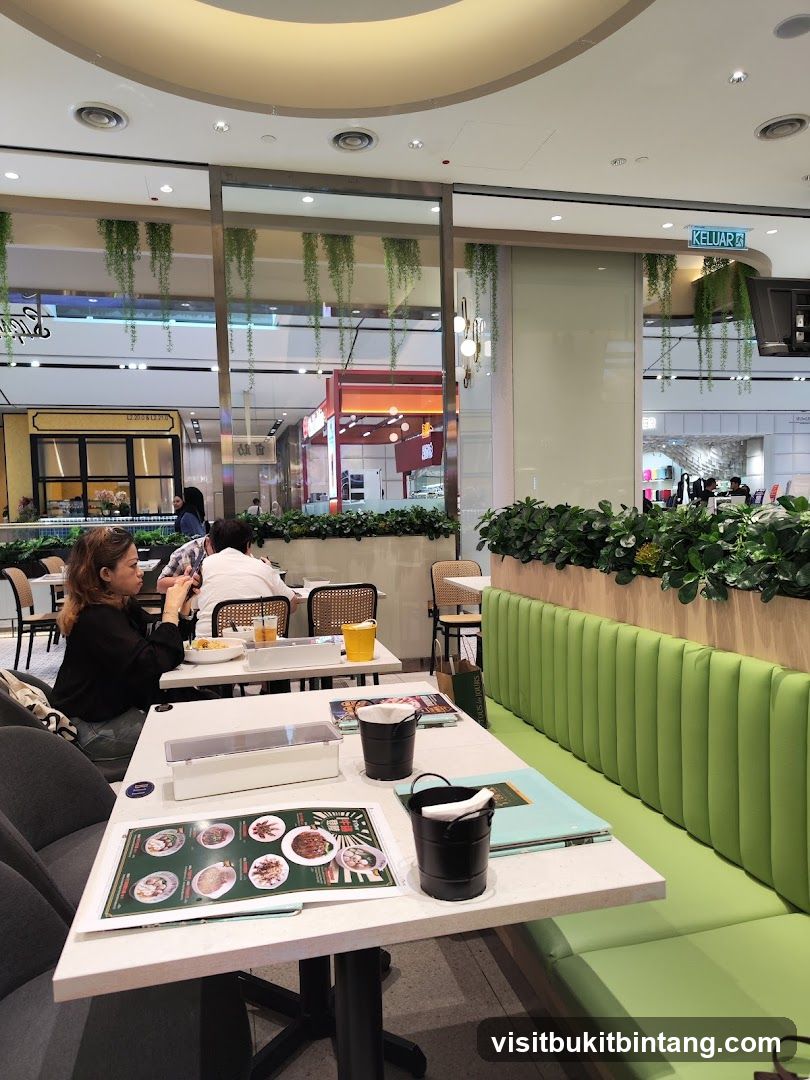 Restaurant Interior with Green Booth Seating
