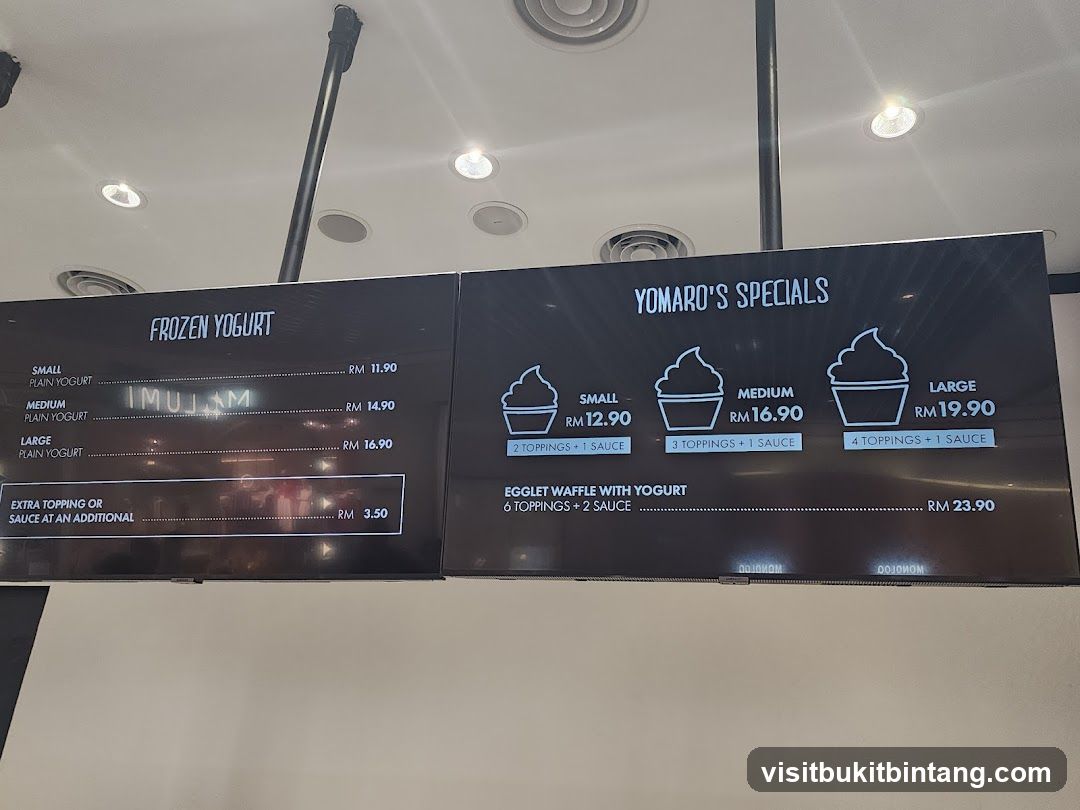 Yomaro's Frozen Yogurt Menu