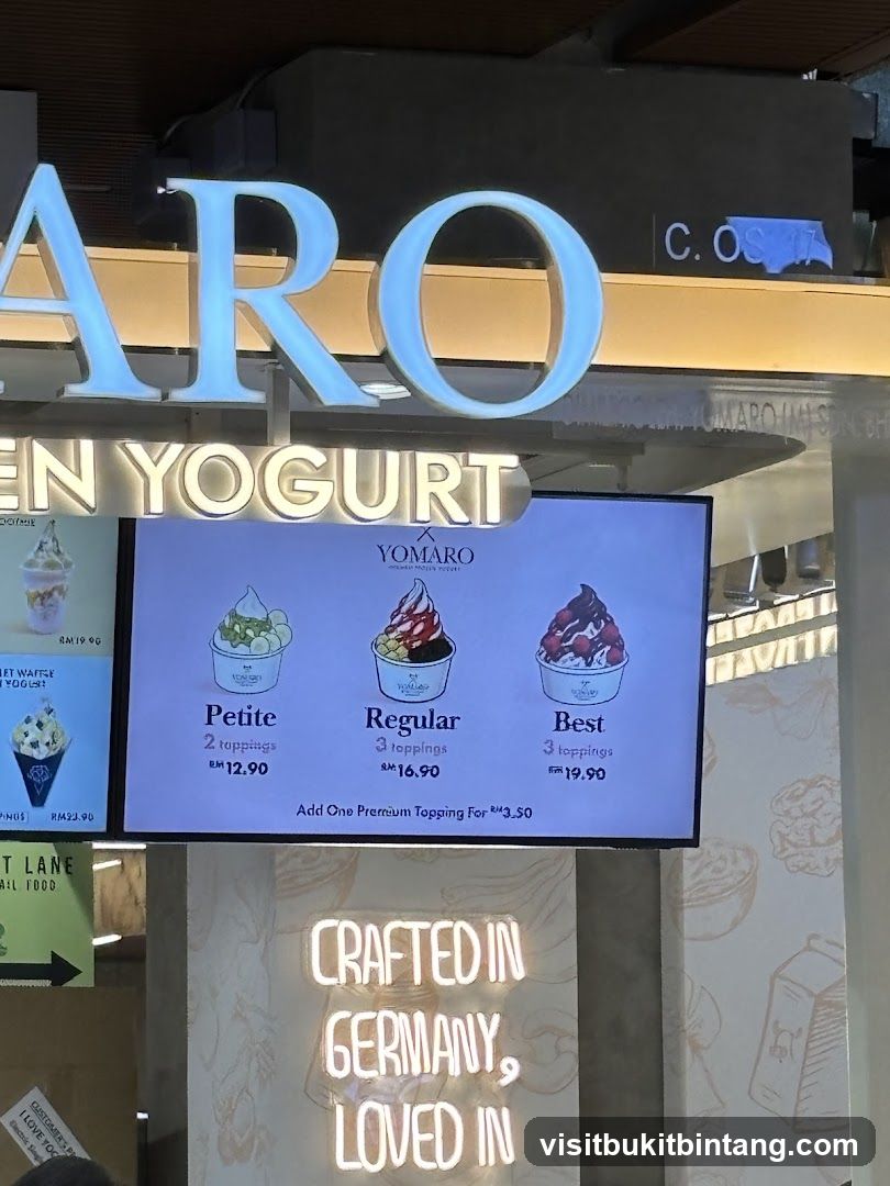 Yomaro Frozen Yogurt Menu