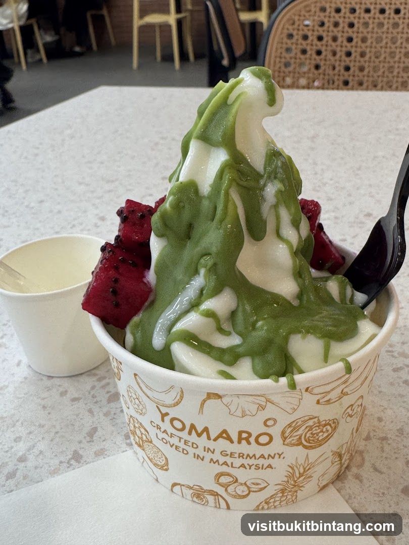 Yomaro Soft Serve with Dragon Fruit and Matcha Drizzle