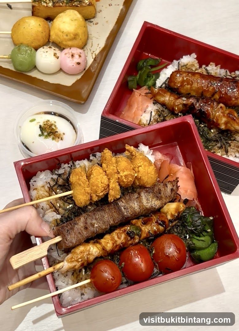 Bento Boxes with Skewers and Side Dishes