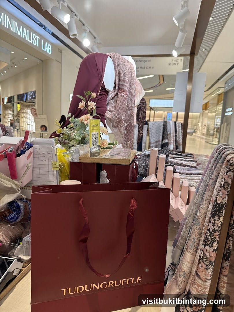 Store Display with Scarves and Shopping Bag