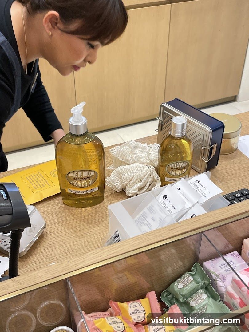 Counter Display with Shower Oil and Soaps